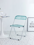 Blue Clear Transparent Folding Chair Chair Pc Plastic Living Room Seat Zdy Qianlan 1 Light Blue Steel