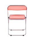 Red Clear Transparent Folding Chair Chair Pc Plastic Living Room Seat Red Steel