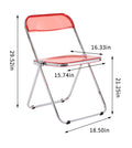 Red Clear Transparent Folding Chair Chair Pc Plastic Living Room Seat Red Steel