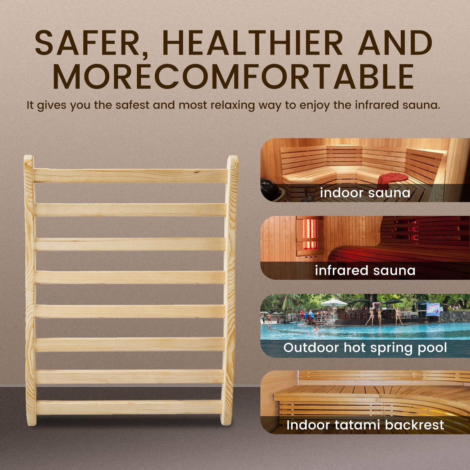 Two Sets Of Sauna Backrest Natural Wood Solid Wood