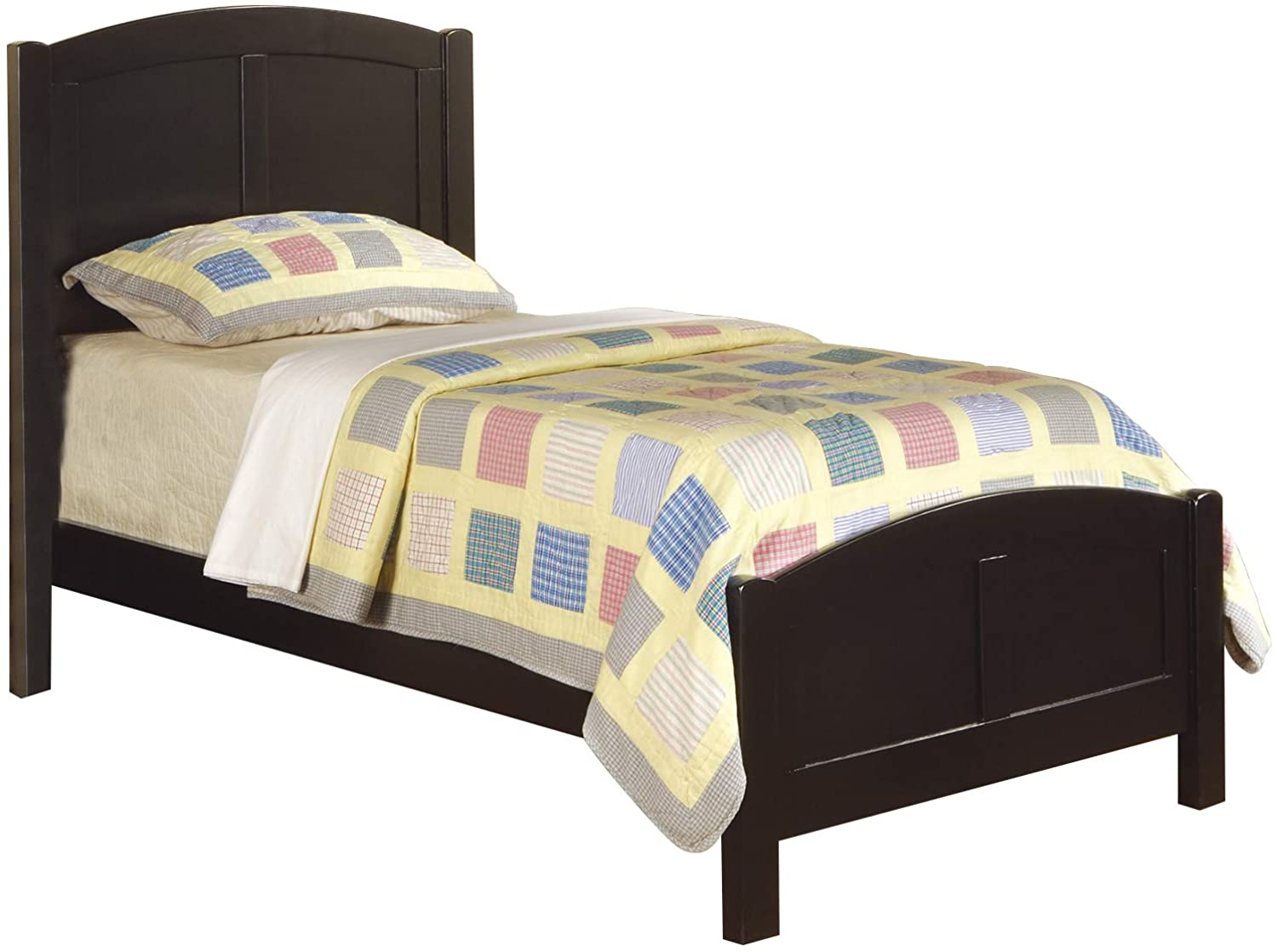 Black Color Twin Size Bed Youth Bedroom Furniture Unique Headboard Footboard Rubberwood Twin Black Bedroom Modern,Transitional Rubberwood Bed Frame Mdf