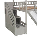 Twin Loft Bed With Two Drawers And Slide, House Bed With Slide, Gray Old Sku: Lp000130Aae Twin Gray Solid Wood