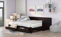 Wooden Daybed With Trundle Bed And Two Storage Drawersextendable Bed Daybed,Sofa Bed With Two Drawers, Espresso Espresso Solid Wood