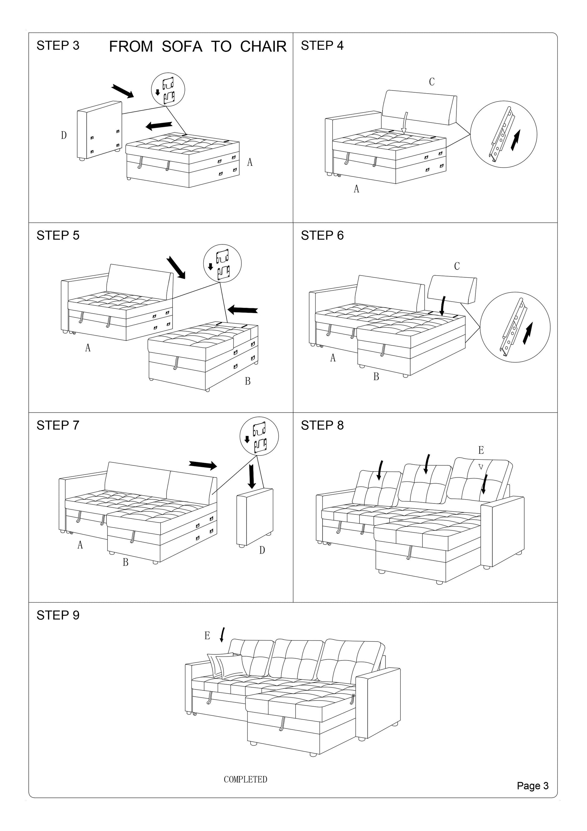 Ash Black Convertible Sectional Pull Out Bed Sofa Chaise Reversible Storage Chaise Polyfiber Tufted Couch Lounge Antique Black Wood Primary Living Space Tufted Back Contemporary,Modern L Shaped Pine Square Arms Plywood 4 Seat