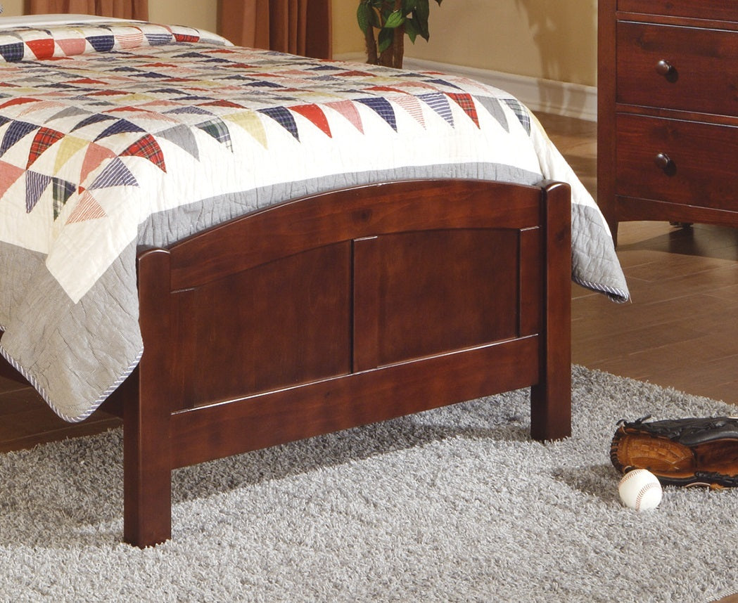 Dark Oak Finish Twin Size Bed Youth Bedroom Furniture Unique Headboard Footboard Rubberwood Twin Brown Mix Bedroom Modern,Transitional Bed Frame Mdf