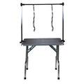 High Quality Folding Pet Grooming Table Stainless Legs And Arms Black Rubber Top Storage Basket Black Wood Stainless Steel