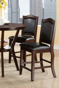Dark Brown Wood Finish Set Of 2 Counter Height Chairs Faux Leather Upholstery Seat Back Kitchen Dining Room Chair Dark Brown Brown Dining Room Contemporary,Traditional Dining Chairs Rubberwood Solid Back Solid Wood