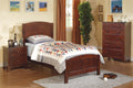 Dark Oak Finish Twin Size Bed Youth Bedroom Furniture Unique Headboard Footboard Rubberwood Twin Brown Mix Bedroom Modern,Transitional Bed Frame Mdf