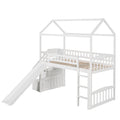 Twin Loft Bed With Two Drawers And Slide, House Bed With Slide, White Old Sku: Lp000130Aak Twin White Solid Wood