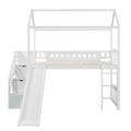 Twin Loft Bed With Two Drawers And Slide, House Bed With Slide, White Old Sku: Lp000130Aak Twin White Solid Wood