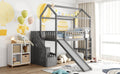 Twin Loft Bed With Two Drawers And Slide, House Bed With Slide, Gray Old Sku: Lp000130Aae Twin Gray Solid Wood