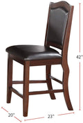 Dark Brown Wood Finish Set Of 2 Counter Height Chairs Faux Leather Upholstery Seat Back Kitchen Dining Room Chair Dark Brown Brown Dining Room Contemporary,Traditional Dining Chairs Rubberwood Solid Back Solid Wood
