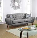 Grey Polyfiber Sofa And Loveseat 2Pc Sofa Set Living Room Furniture Plywood Tufted Couch Pillows Grey Primary Living Space Tufted Back Mid Century Modern,Modern Pine Flared Arms Plywood 4 Seat