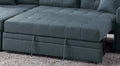 Blue Grey Convertible Sectional Pull Out Bed Sofa Chaise Reversible Storage Chaise Polyfiber Tufted Couch Lounge Blue Gray Primary Living Space Tufted Back Contemporary,Modern,Transitional L Shaped Pine Square Arms Plywood 3 Seat