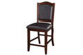 Dark Brown Wood Finish Set Of 2 Counter Height Chairs Faux Leather Upholstery Seat Back Kitchen Dining Room Chair Dark Brown Brown Dining Room Contemporary,Traditional Dining Chairs Rubberwood Solid Back Solid Wood