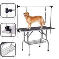 High Quality Folding Pet Grooming Table Stainless Legs And Arms Black Rubber Top Storage Basket Black Wood Stainless Steel