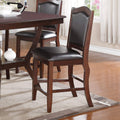 Dark Brown Wood Finish Set Of 2 Counter Height Chairs Faux Leather Upholstery Seat Back Kitchen Dining Room Chair Dark Brown Brown Dining Room Contemporary,Traditional Dining Chairs Rubberwood Solid Back Solid Wood