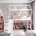 Twin Loft Bed With Two Drawers And Slide, House Bed With Slide, White Old Sku: Lp000130Aak Twin White Solid Wood