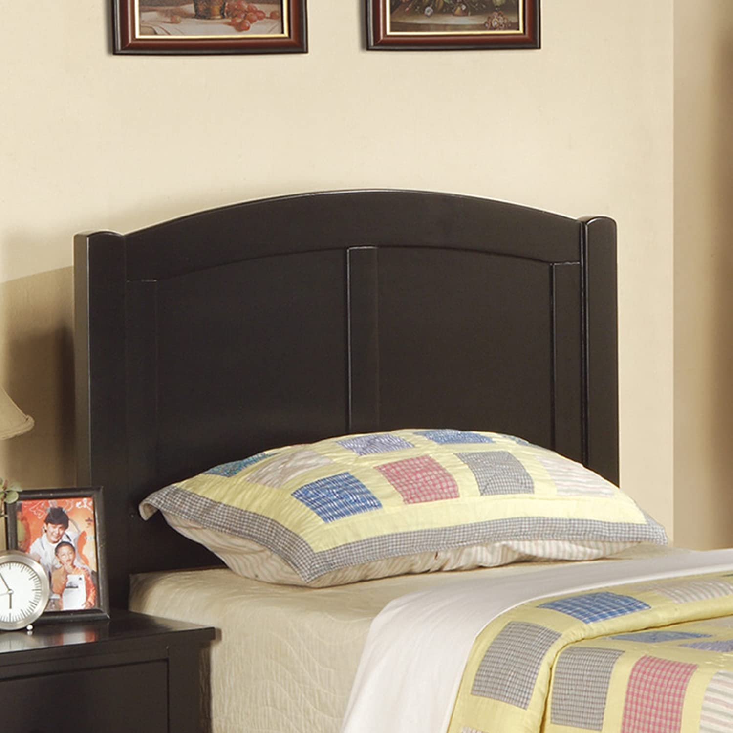 Black Color Twin Size Bed Youth Bedroom Furniture Unique Headboard Footboard Rubberwood Twin Black Bedroom Modern,Transitional Rubberwood Bed Frame Mdf