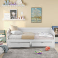 Wooden Daybed With Trundle Bed And Two Storage Drawersextendable Bed Daybed,Sofa Bed With Two Drawers, White White Solid Wood