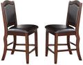 Dark Brown Wood Finish Set Of 2 Counter Height Chairs Faux Leather Upholstery Seat Back Kitchen Dining Room Chair Dark Brown Brown Dining Room Contemporary,Traditional Dining Chairs Rubberwood Solid Back Solid Wood