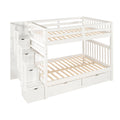 Full Over Full Bunk Bed With Shelves And 6 Storage Drawers, White Old Sku:Lp000046Aak White Solid Wood