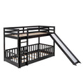 Twin Over Twin Bunk Bed With Slide And Ladder, Espresso Old Sku:Lp000009Aap Espresso Solid Wood