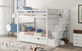 Full Over Full Bunk Bed With Shelves And 6 Storage Drawers, White Old Sku:Lp000046Aak White Solid Wood