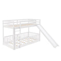 Twin Over Twin Bunk Bed With Slide And Ladder, White Old Sku:Lp000009Aak White Solid Wood