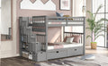 Full Over Full Bunk Bed With Shelves And 6 Storage Drawers, Gray Old Sku:Lp000046Aae Gray Solid Wood