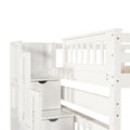 Full Over Full Bunk Bed With Shelves And 6 Storage Drawers, White Old Sku:Lp000046Aak White Solid Wood