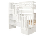 Full Over Full Bunk Bed With Shelves And 6 Storage Drawers, White Old Sku:Lp000046Aak White Solid Wood