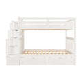 Full Over Full Bunk Bed With Shelves And 6 Storage Drawers, White Old Sku:Lp000046Aak White Solid Wood