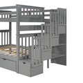 Full Over Full Bunk Bed With Shelves And 6 Storage Drawers, Gray Old Sku:Lp000046Aae Gray Solid Wood