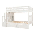 Full Over Full Bunk Bed With Shelves And 6 Storage Drawers, White Old Sku:Lp000046Aak White Solid Wood