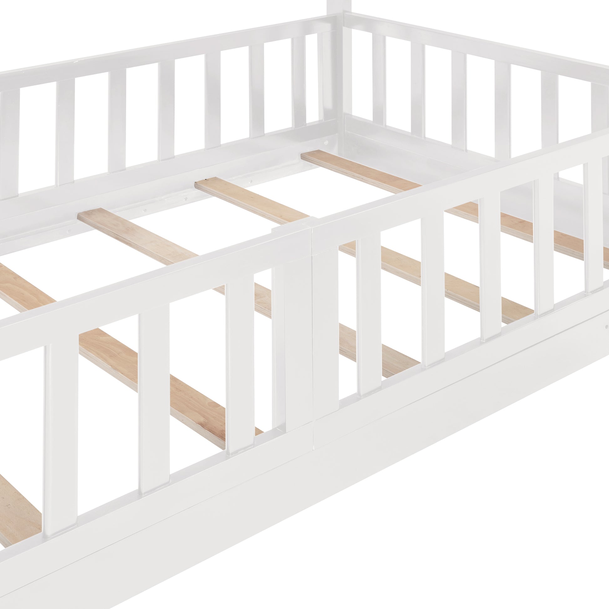 Twin Over Twin Bunk Bed With Slide And Ladder, White Old Sku:Lp000009Aak White Solid Wood