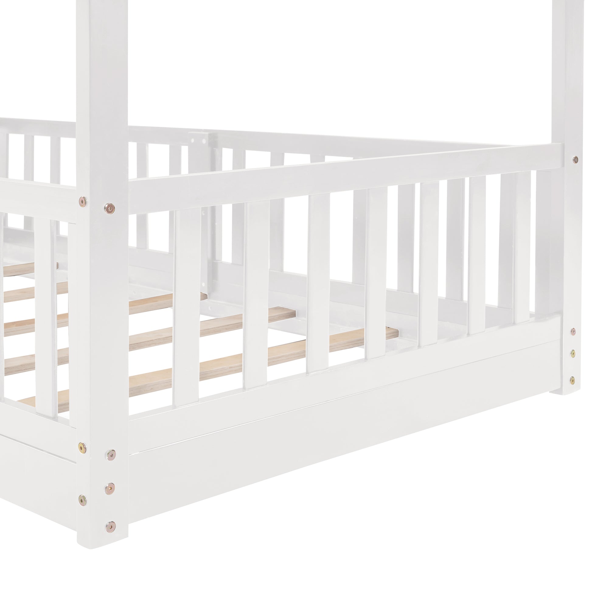 Twin Over Twin Bunk Bed With Slide And Ladder, White Old Sku:Lp000009Aak White Solid Wood