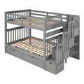 Full Over Full Bunk Bed With Shelves And 6 Storage Drawers, Gray Old Sku:Lp000046Aae Gray Solid Wood