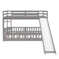 Twin Over Twin Bunk Bed With Slide And Ladder, Gray Old Sku:Lp000009Aae Gray Solid Wood