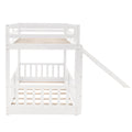 Twin Over Twin Bunk Bed With Slide And Ladder, White Old Sku:Lp000009Aak White Solid Wood