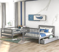 Full Over Full Bunk Bed With Shelves And 6 Storage Drawers, Gray Old Sku:Lp000046Aae Gray Solid Wood