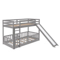 Twin Over Twin Bunk Bed With Slide And Ladder, Gray Old Sku:Lp000009Aae Gray Solid Wood