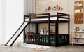 Twin Over Twin Bunk Bed With Slide And Ladder, Espresso Old Sku:Lp000009Aap Espresso Solid Wood