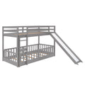 Twin Over Twin Bunk Bed With Slide And Ladder, Gray Old Sku:Lp000009Aae Gray Solid Wood