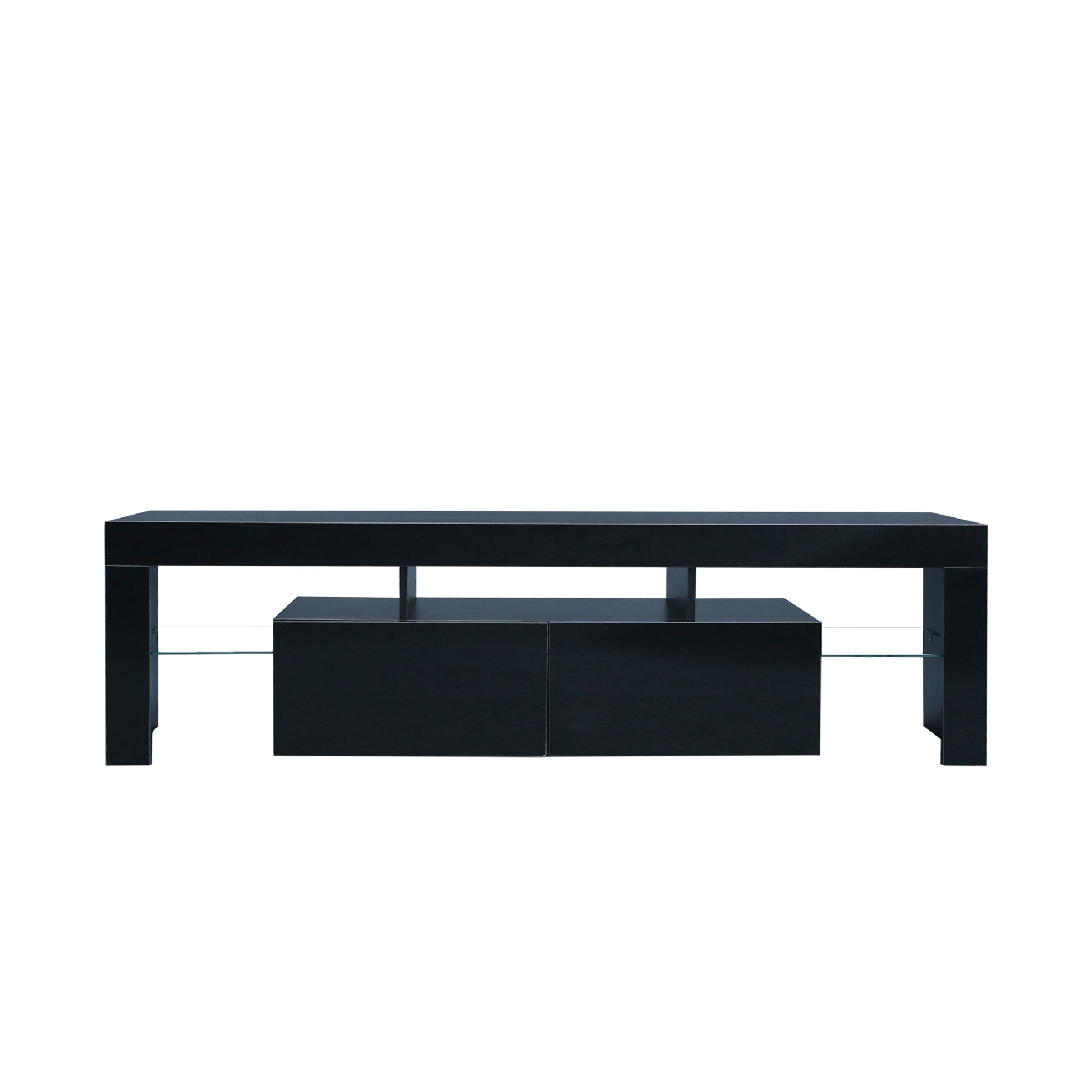 Modern Black Tv Stand, 20 Colors Led Tv Stand W Remote Control Lights Black 60 69 Inches Mdf