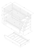 Twin Over Twin Bunk Beds With Twin Trundle And Stairway Storage Function In Grey Color Gray Pine