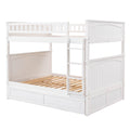 Full Over Full Bunk Bed With Twin Size Trundle, Pine Wood Bunk Bed With Guardrails, White Old Sku:Lp000044Aak White Solid Wood