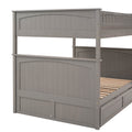 Full Over Full Bunk Bed With Twin Size Trundle, Pine Wood Bunk Bed With Guardrails, Brushed Gray Old Sku Lp000044Aan Gray Solid Wood