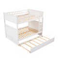 Full Over Full Bunk Bed With Twin Size Trundle, Pine Wood Bunk Bed With Guardrails, White Old Sku:Lp000044Aak White Solid Wood