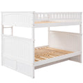 Full Over Full Bunk Bed With Twin Size Trundle, Pine Wood Bunk Bed With Guardrails, White Old Sku:Lp000044Aak White Solid Wood